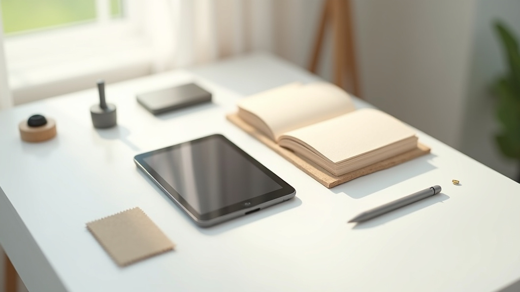 Collection d'accessoires pour tablette : clavier, stylet, coque de protection