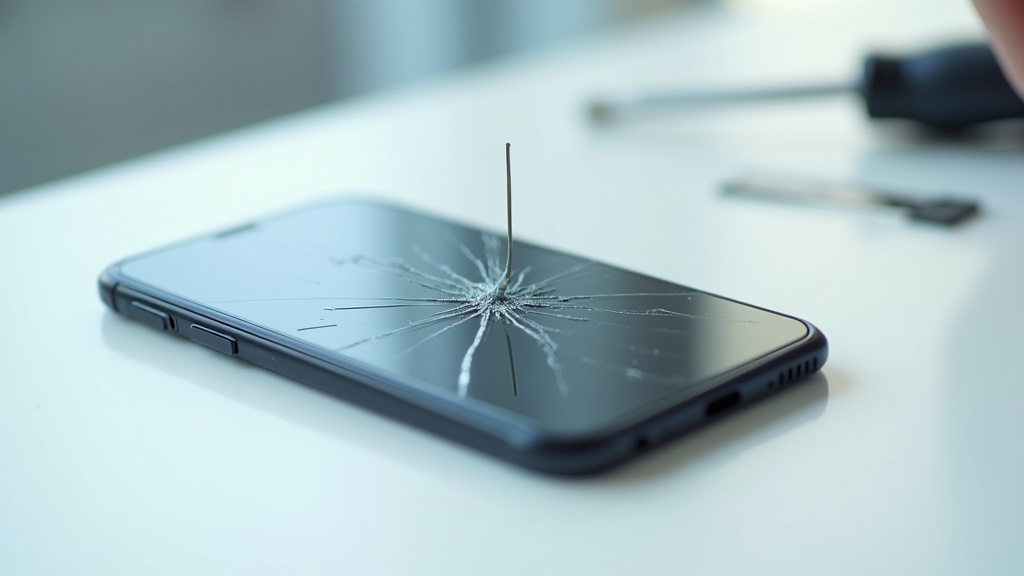 Technicien en train de nettoyer un port de charge de téléphone portable