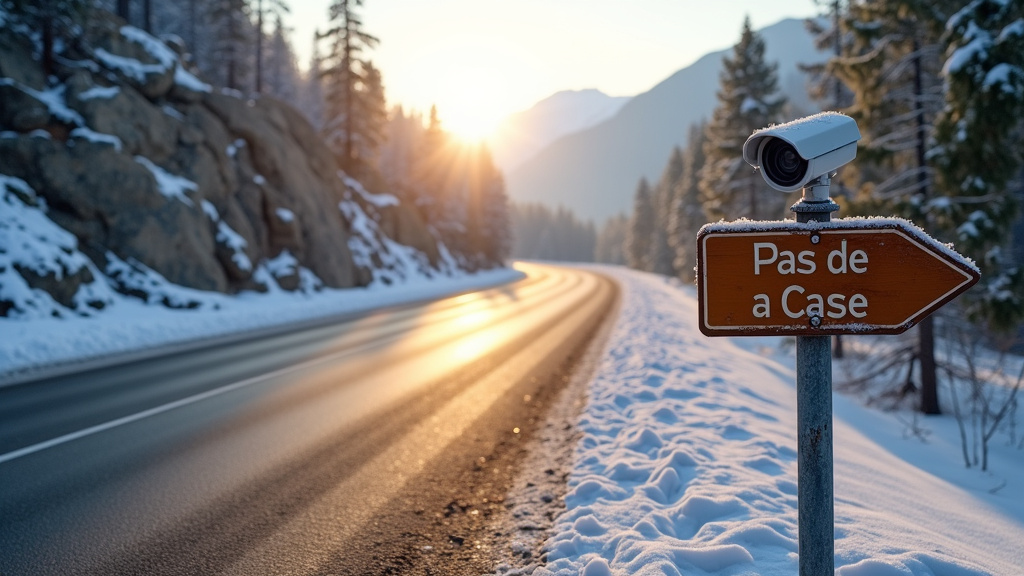 Webcam de La Croisade montrant les conditions routières à 1200m d'altitude