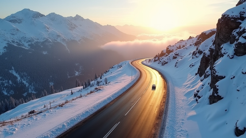 Vue du centre-ville de Pas de la Case avec conditions hivernales